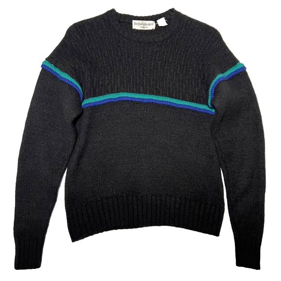 Saint Laurent Other - Yves Saint Laurent Men’s Wool Crewneck Sweater Size M Black Striped